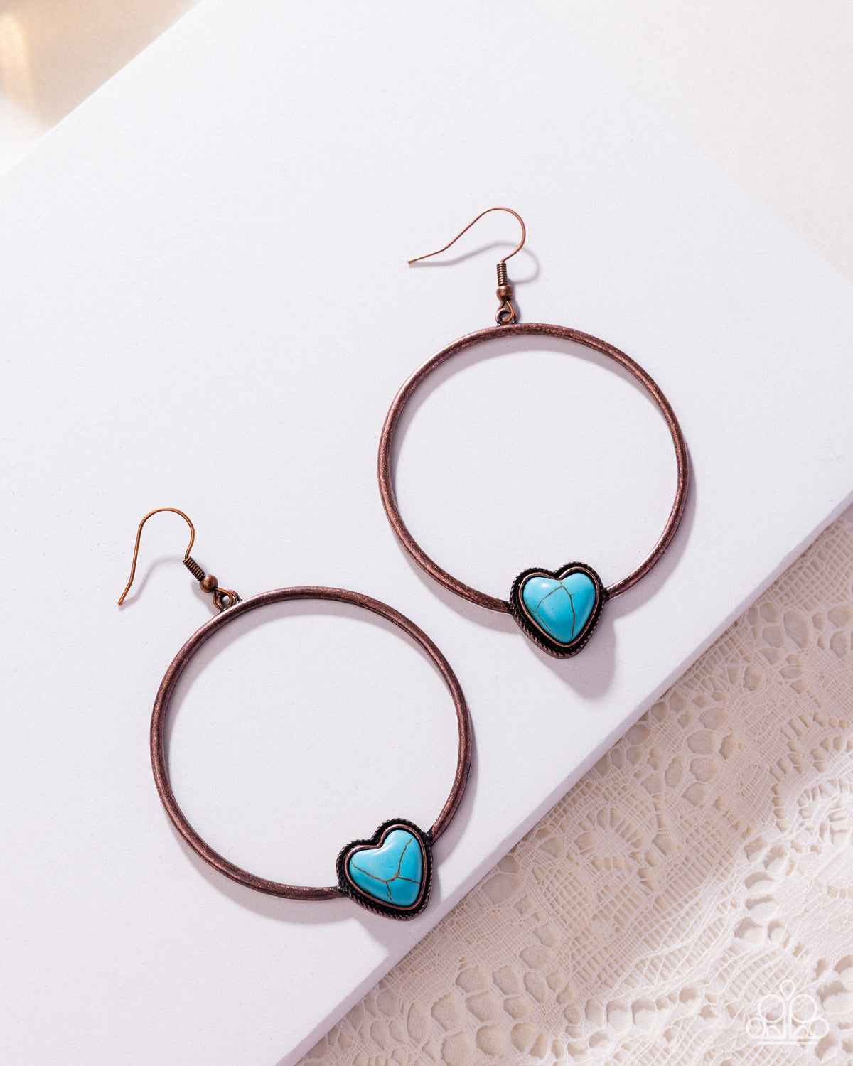 Naturally Nurturing Copper & Turquoise Heart Earrings - Paparazzi Accessories