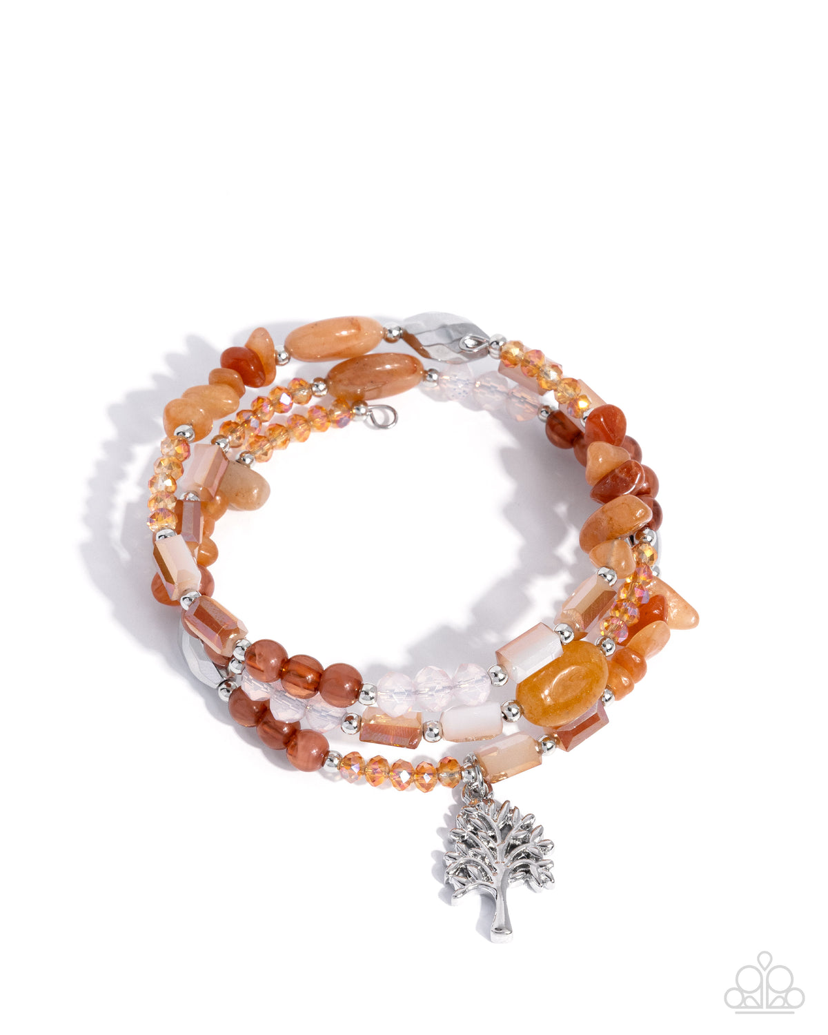 Capricious Collision Orange Stone Tree Charm Bracelet - Paparazzi Accessories- lightbox - CarasShop.com - Paparazzi Jewelry by Cara Jewels