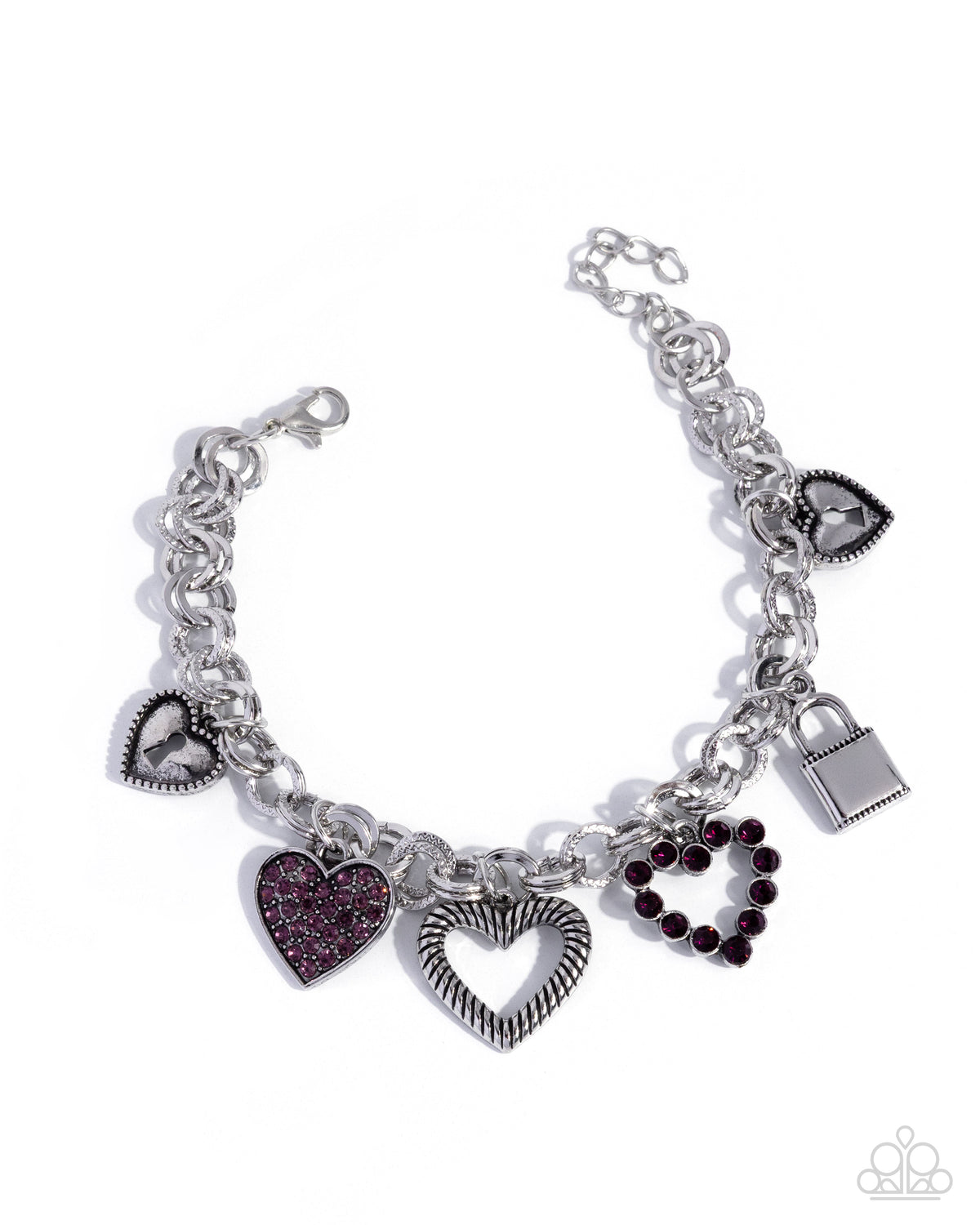 Intentional Influence Purple Heart Charm Necklace & Bracelet Set - Paparazzi Accessories