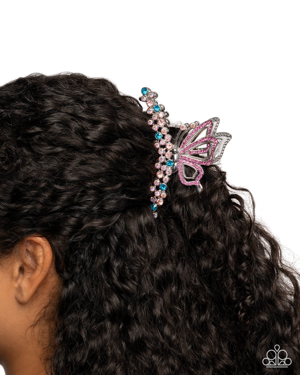 Admirable Administration Pink & Blue Rhinestone Butterfly Hair Claw Clip - Paparazzi Accessories