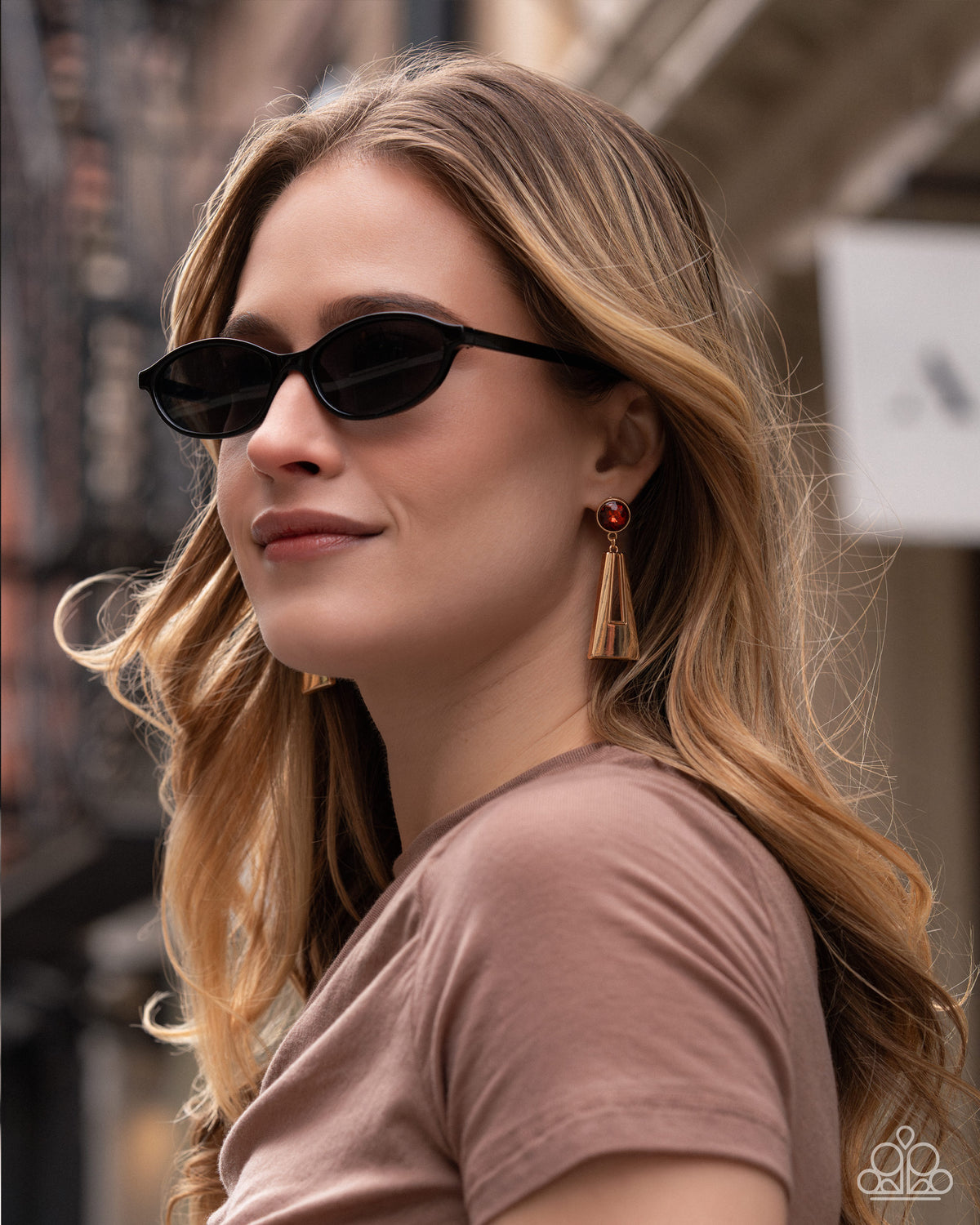Sophisticated Sway Brown Gem & Gold Earrings - Paparazzi Accessories