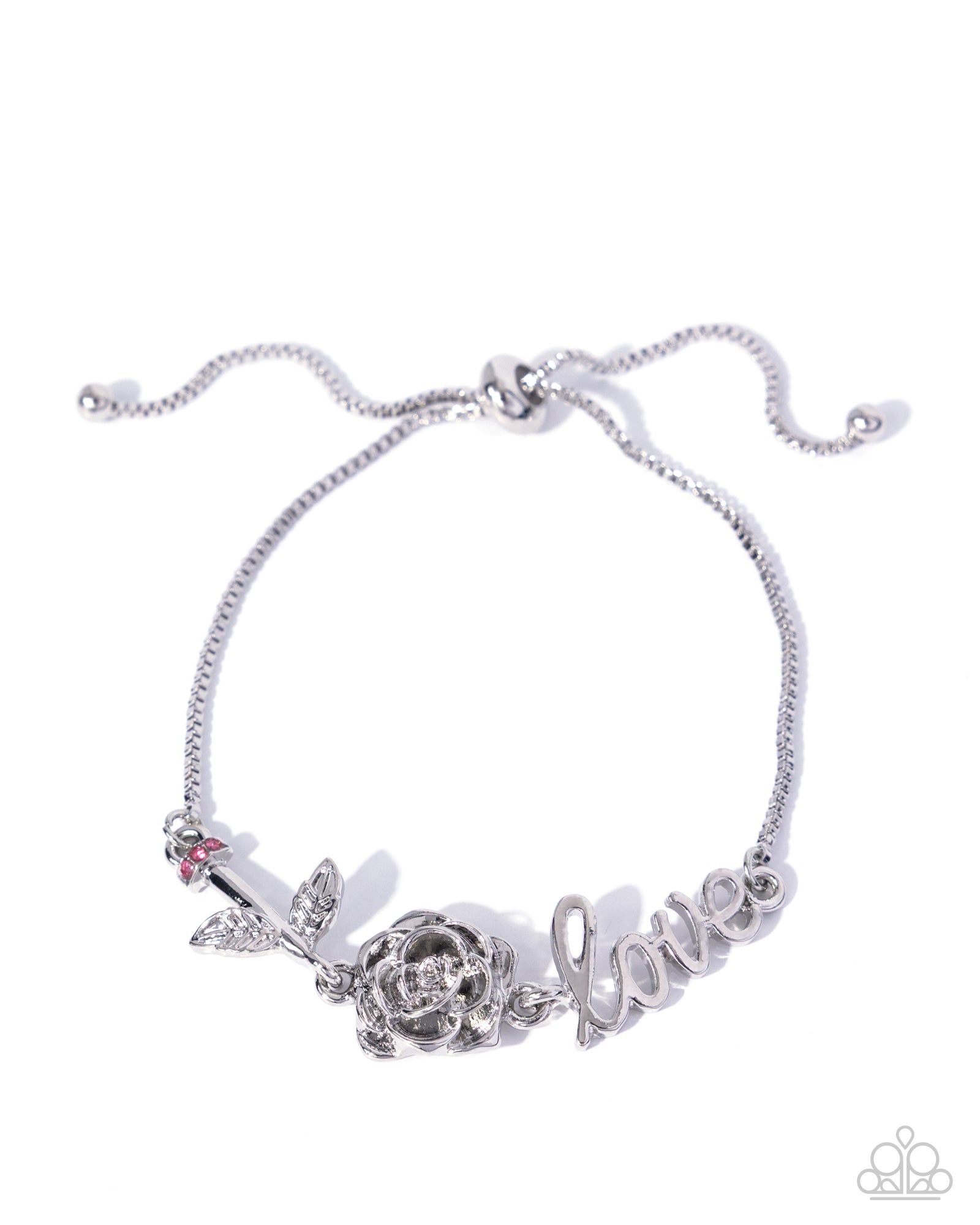 Romantic Runway Pink & Silver Rose "Love" Bracelet - Paparazzi Accessories