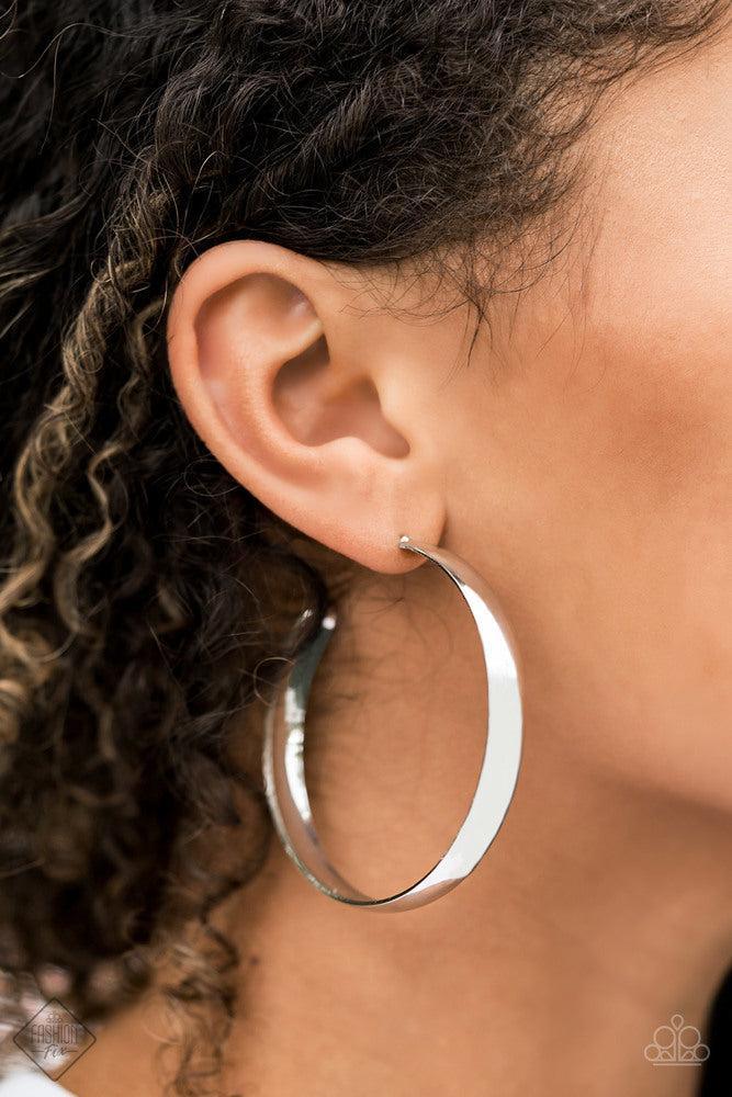 A Double Feature Silver Hoop Earrings - Paparazzi Accessories