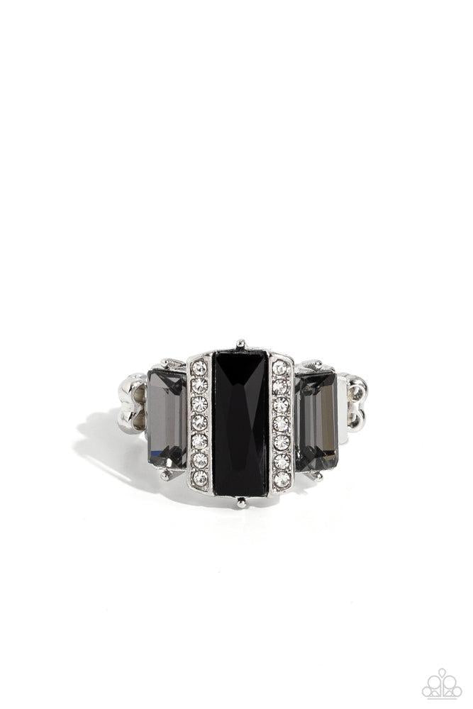 A GLITZY Verdict Black Ring - Paparazzi Accessories