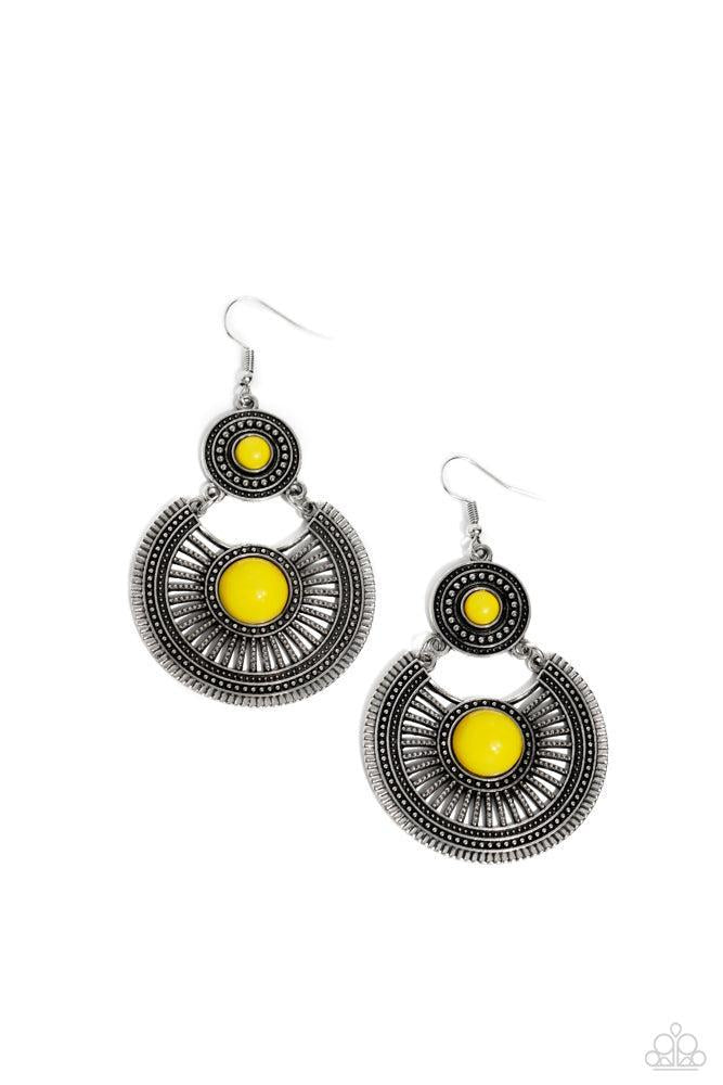 A Wild Bunch Yellow Earrings - Paparazzi Accessories