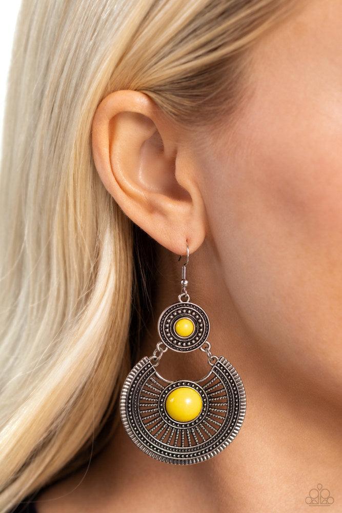 A Wild Bunch Yellow Earrings - Paparazzi Accessories