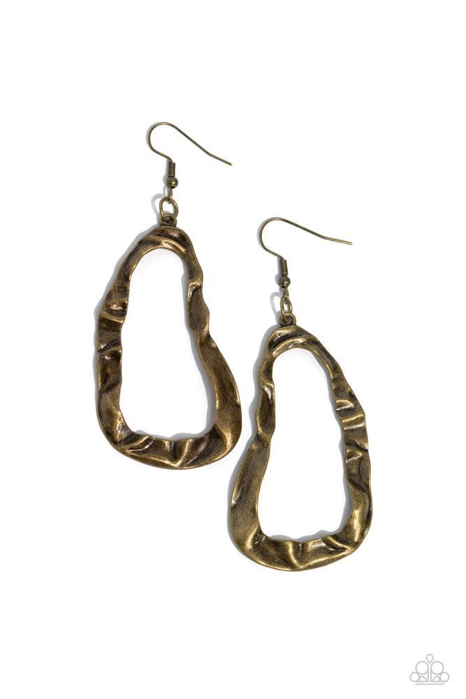 Abstract Antiquity Brass Earrings - Paparazzi Accessories
