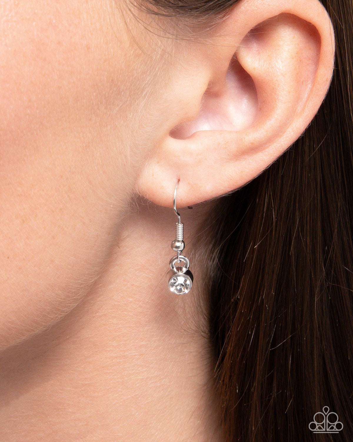 Admirable Academy White Rhinestone Heart Necklace - Paparazzi Accessories - free matching earrings -CarasShop.com - Paparazzi Jewelry by Cara Jewels