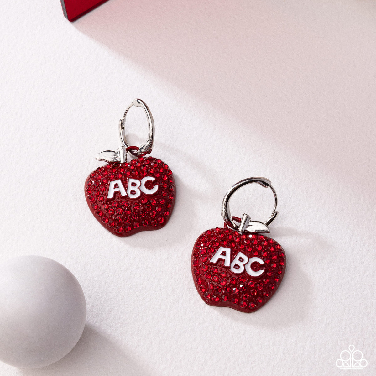 Adorable ABCs Red Rhinestone Hoop Earrings - Paparazzi Accessories
