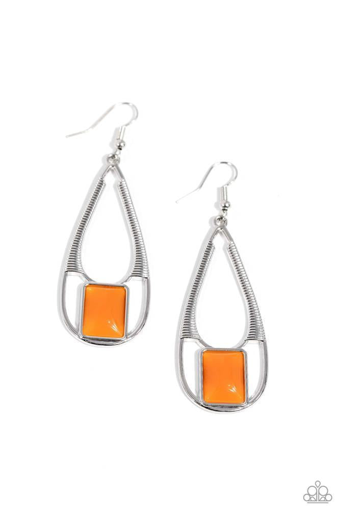 Adventure Story Orange Earrings - Paparazzi Accessories