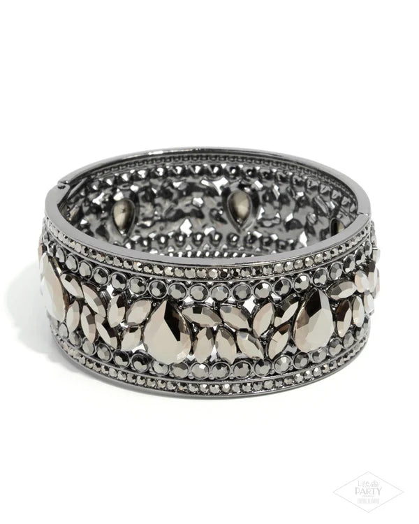 After Party Powerhouse Gunmetal Black Zi Collection Hinged Bracelet - Paparazzi Accessories