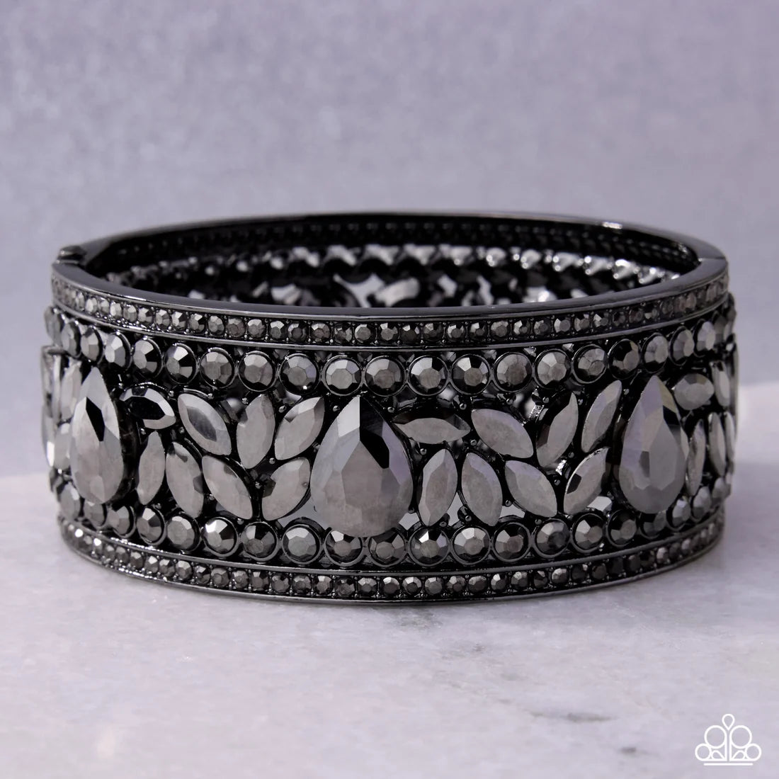 After Party Powerhouse Gunmetal Black Zi Collection Hinged Bracelet - Paparazzi Accessories