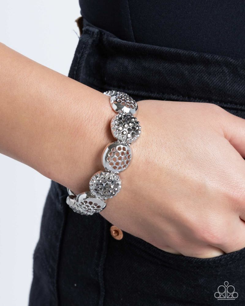 Airily Adorned Silver Bracelet - Paparazzi Accessories