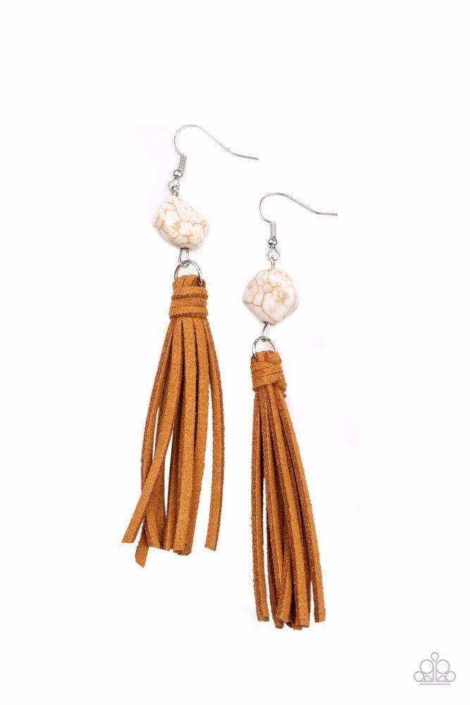 All-Natural Allure White Earrings - Paparazzi Accessories