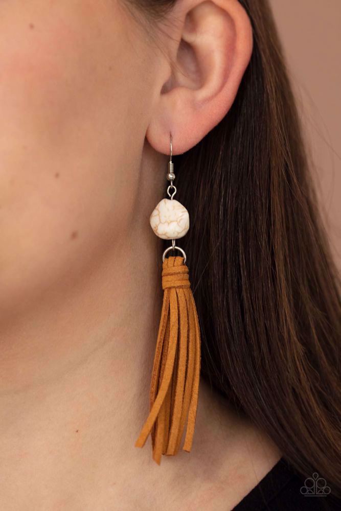 All-Natural Allure White Earrings - Paparazzi Accessories