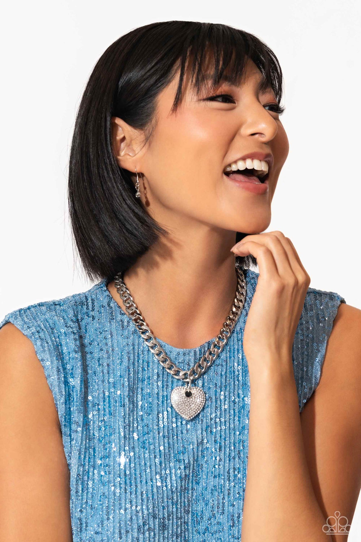 Ardent Affection White Rhinestone Heart Necklace - Paparazzi Accessories