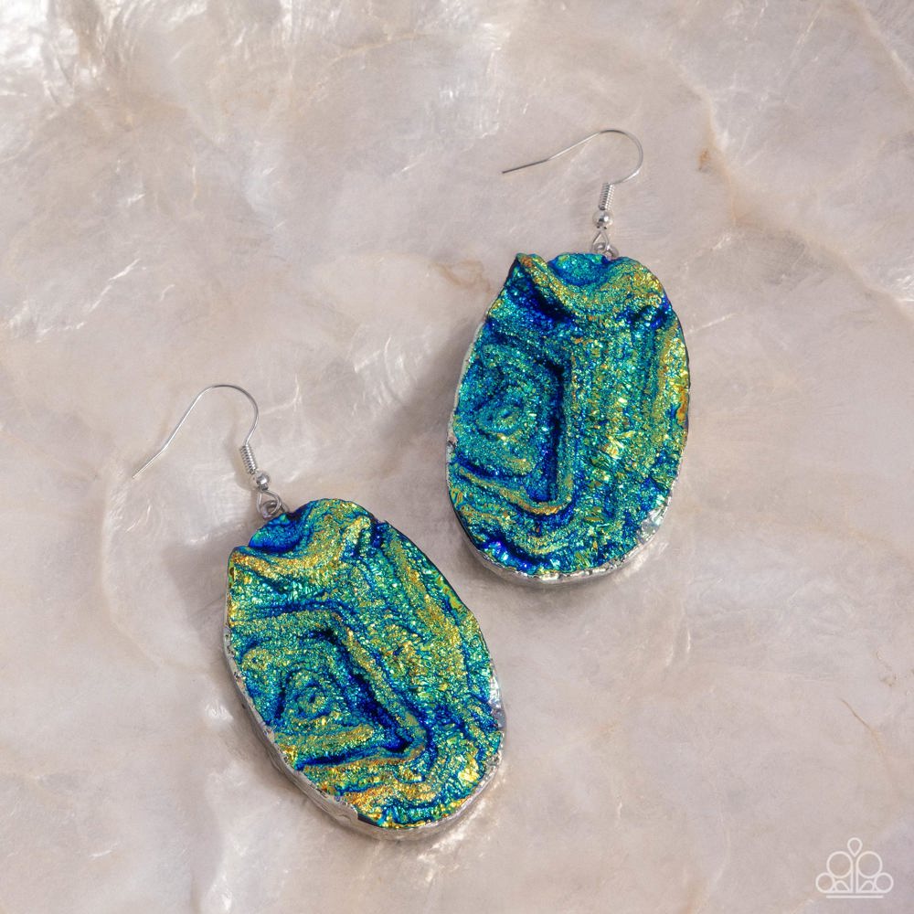 Artistic Avenue Blue UV Shimmer Earrings - Paparazzi Accessories