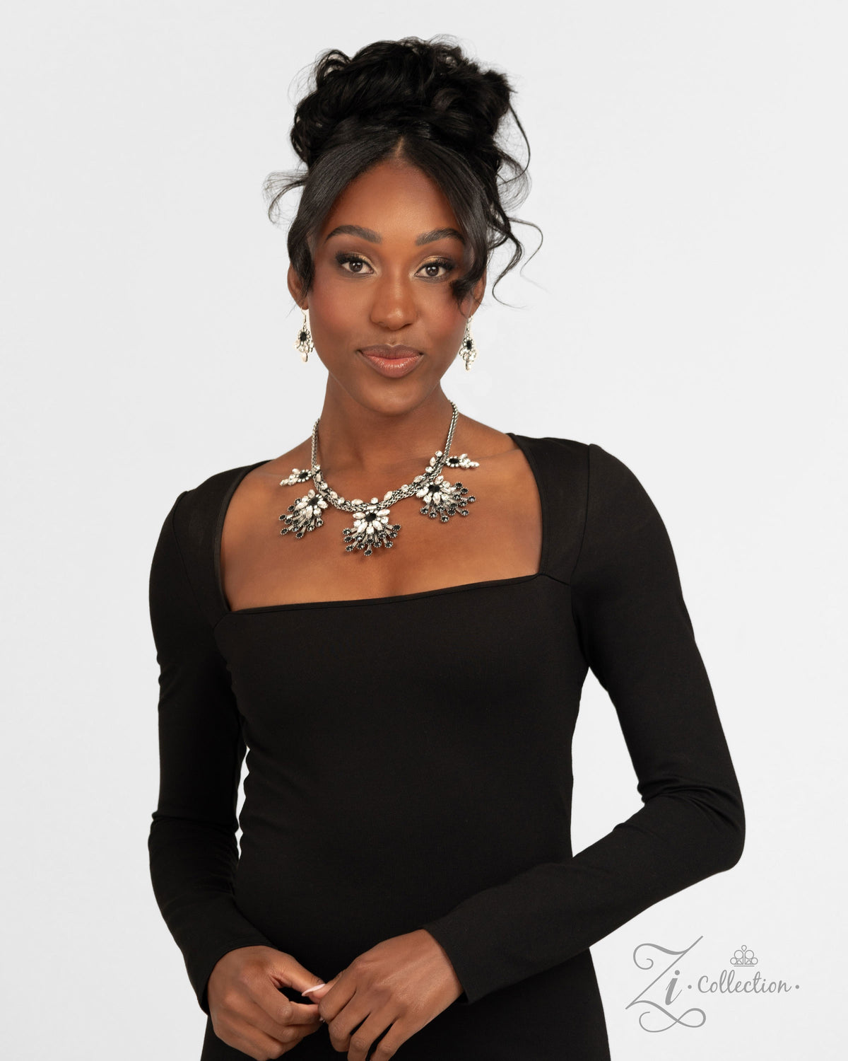Assertive 2024 Zi Collection Necklace - Paparazzi Accessories stylized on model wearing black - CarasShop.com - Paparazzi Jewelry by Cara Jewels