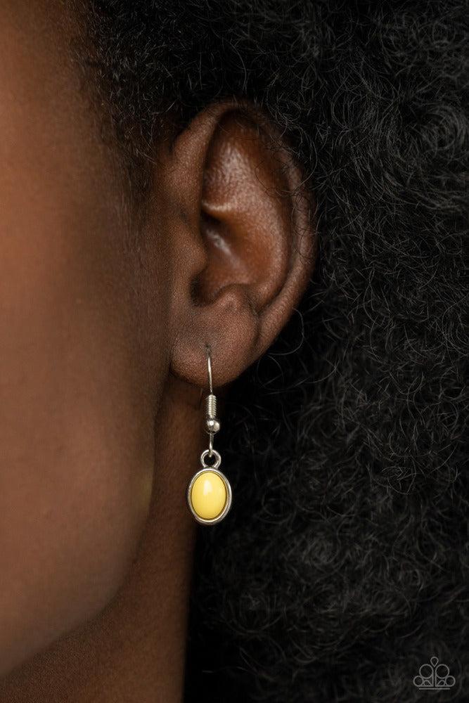 Authentically Adventurous Yellow Necklace - Paparazzi Accessories - free matching earrings -CarasShop.com - Paparazzi Jewelry by Cara Jewels