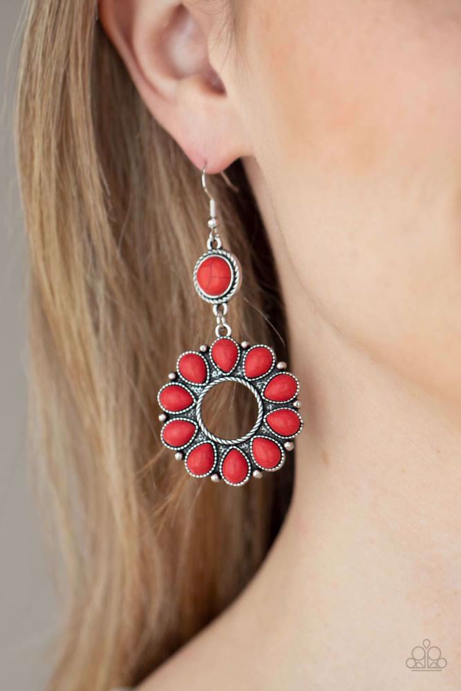 Back At The Ranch Red Earrings - Paparazzi Accessories