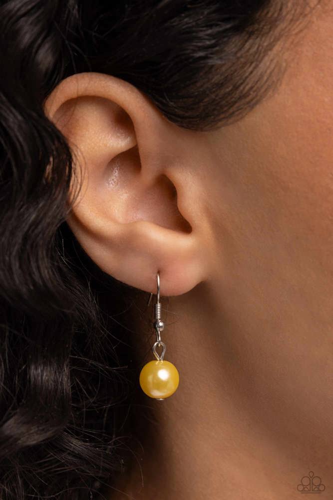 Ballroom Balance Yellow Necklace - Paparazzi Accessories - free matching earrings -CarasShop.com - Paparazzi Jewelry by Cara Jewels