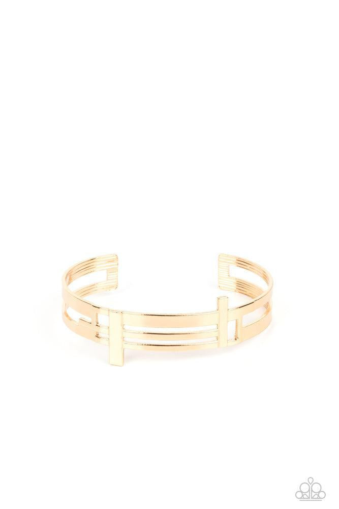 Barred Lines Gold Bracelet - Paparazzi Accessories