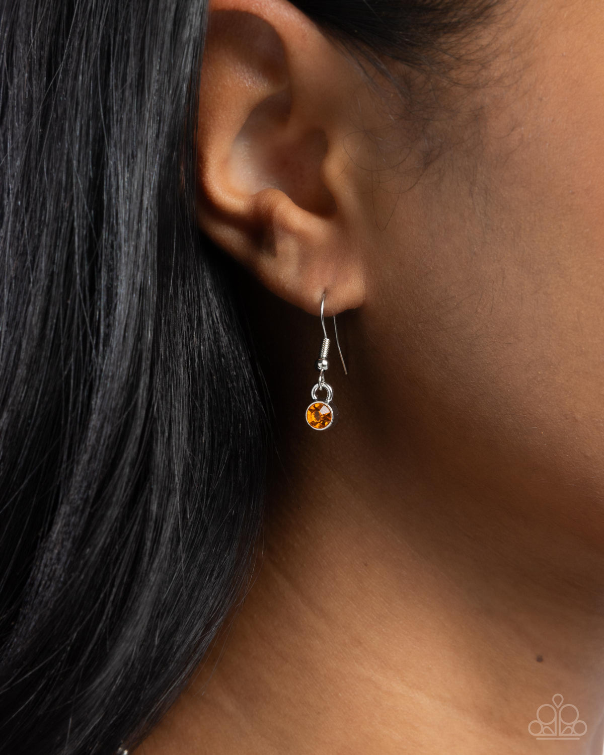 Basketball Balance Orange & Black Rhinestone Necklace - Paparazzi Accessories - free matching earrings -CarasShop.com - Paparazzi Jewelry by Cara Jewels