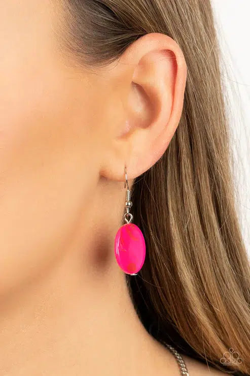 Beach Hub Pink Necklace - Paparazzi Accessories - free matching earrings -CarasShop.com - Paparazzi Jewelry by Cara Jewels