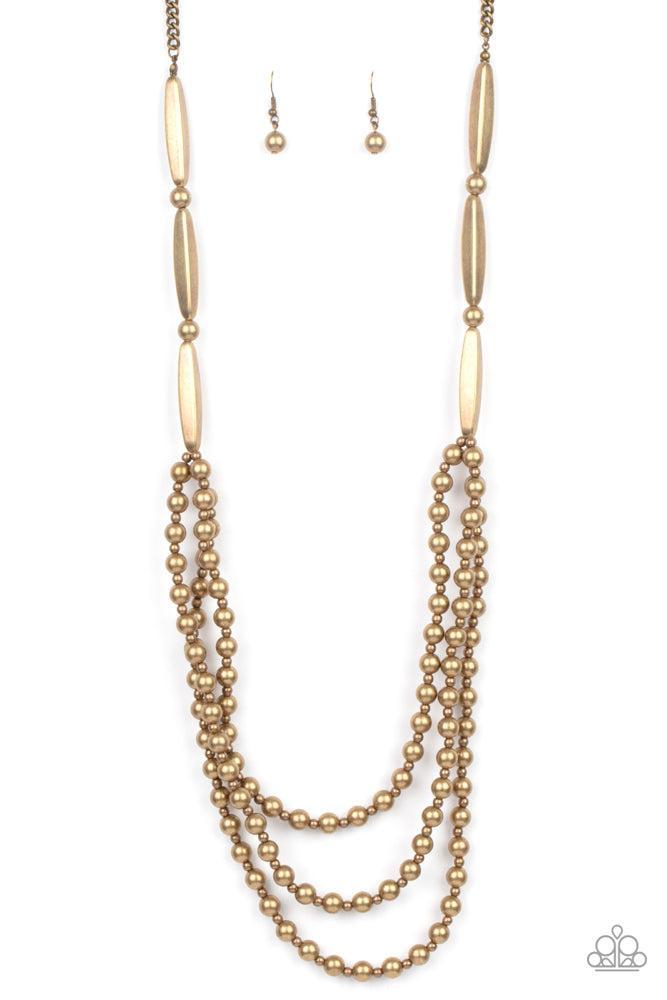 Beaded Beacon Brass Necklace - Paparazzi Accessories