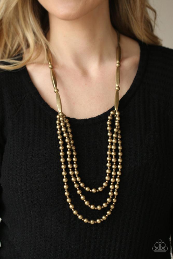 Beaded Beacon Brass Necklace - Paparazzi Accessories