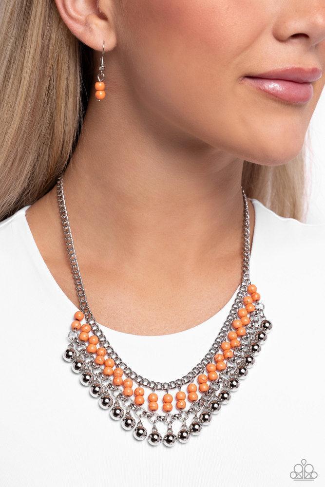 Beaded Bliss Orange Necklace - Paparazzi Accessories