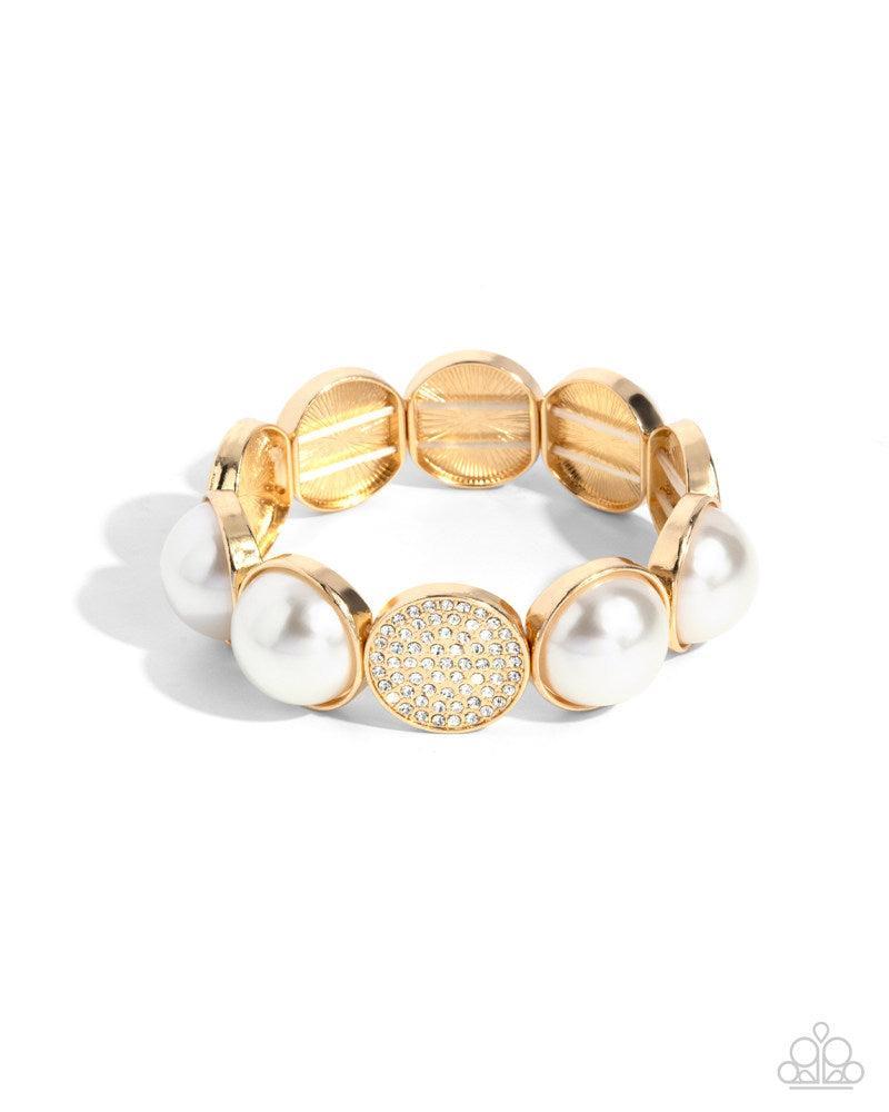 Believable Bling Gold & White Pearl Bracelet - Paparazzi Accessories