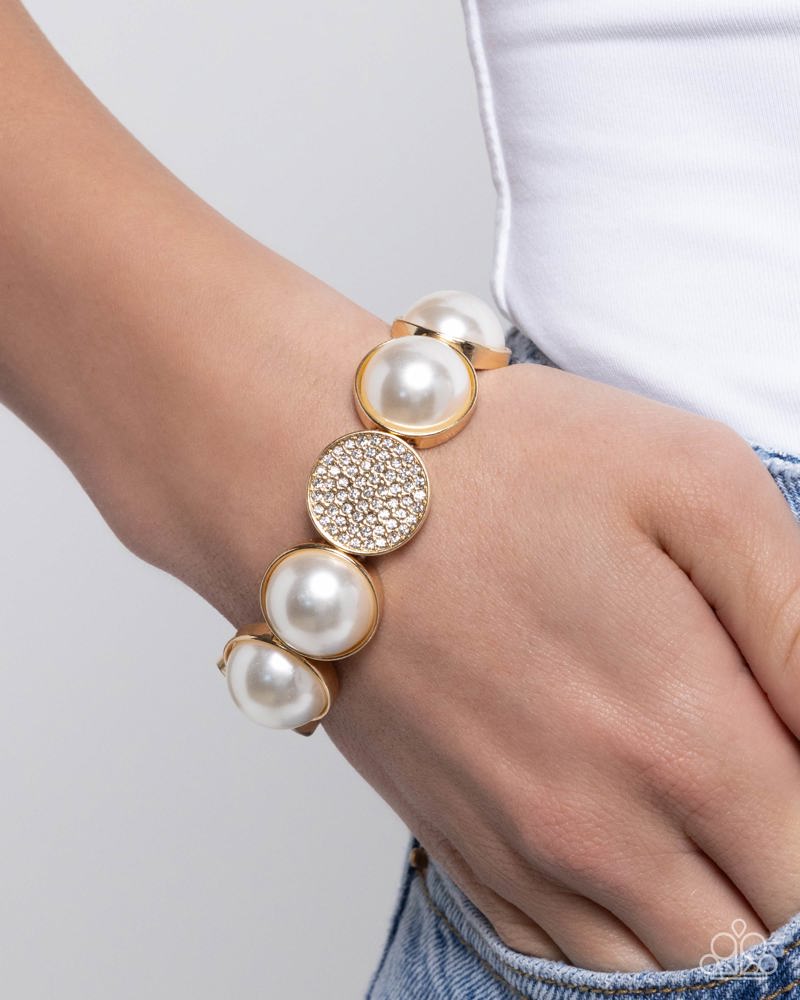 Believable Bling Gold & White Pearl Bracelet - Paparazzi Accessories