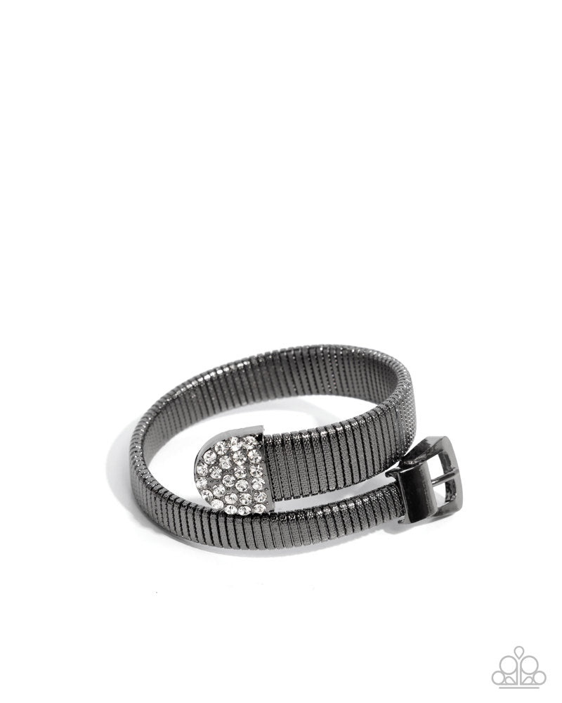 Belted Brilliance Gunmetal Black Bracelet - Paparazzi Accessories