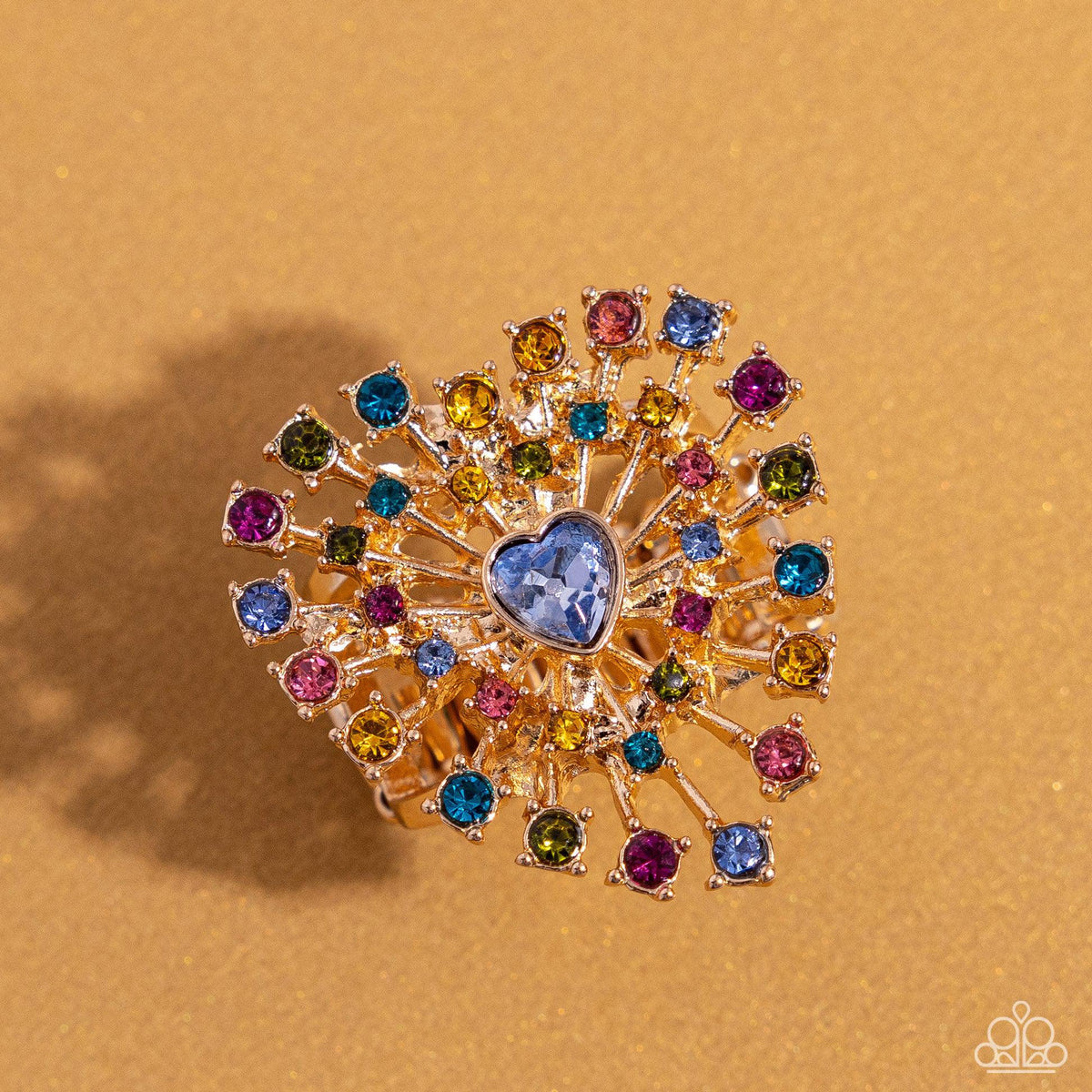 Bewitching Beau Multi Rhinestone Heart Ring - Paparazzi Accessories