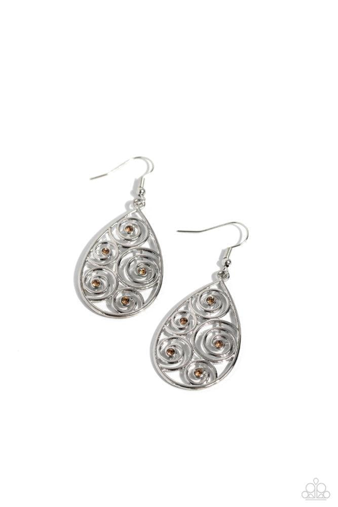 Billowy Bliss Brown Earrings - Paparazzi Accessories