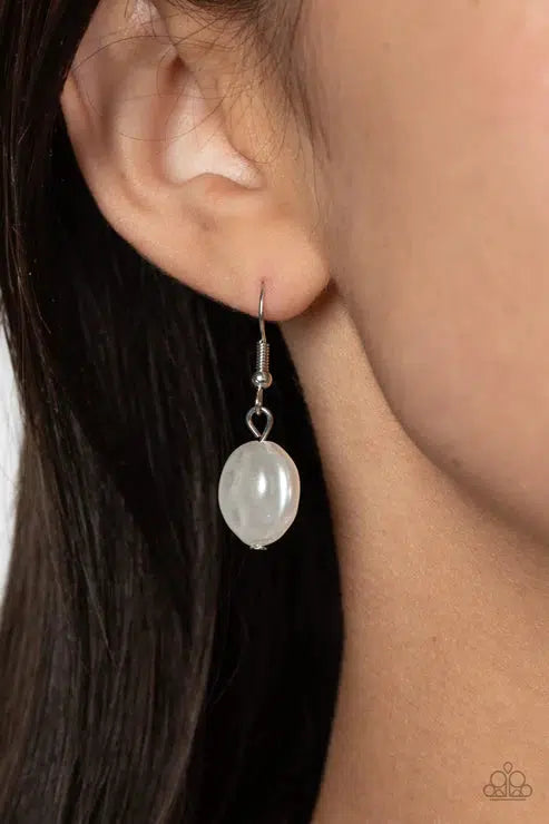 Blissful Ballad White Necklace - Paparazzi Accessories - free matching earrings -CarasShop.com - Paparazzi Jewelry by Cara Jewels