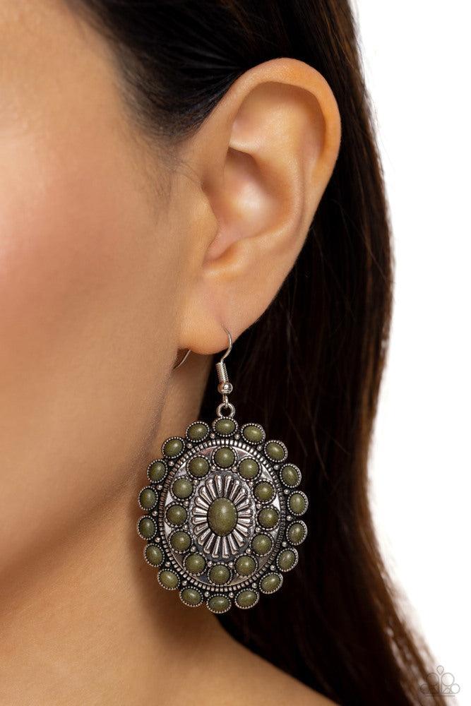 Bohemian Badlands Green Stone Earrings - Paparazzi Accessories