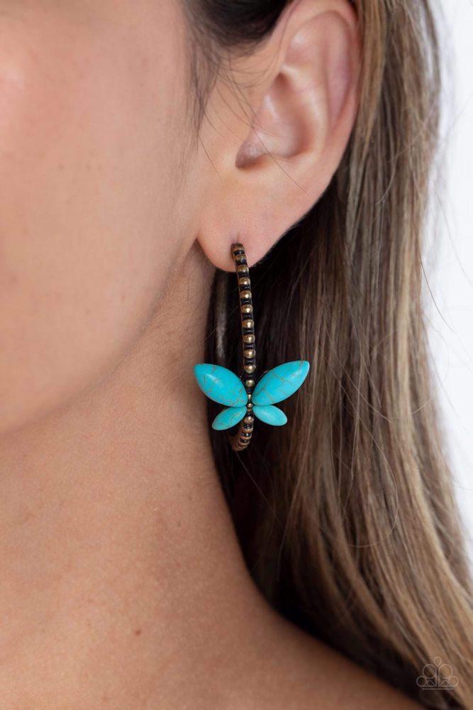 Bohemian Butterfly Brass Earrings - Paparazzi Accessories