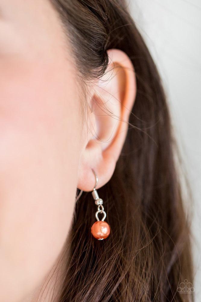 Bold Balancing Act Orange Necklace - Paparazzi Accessories - free matching earrings -CarasShop.com - Paparazzi Jewelry by Cara Jewels