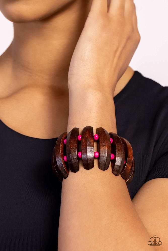 Bora Bora Bauble Pink Wood Bracelet - Paparazzi Accessories