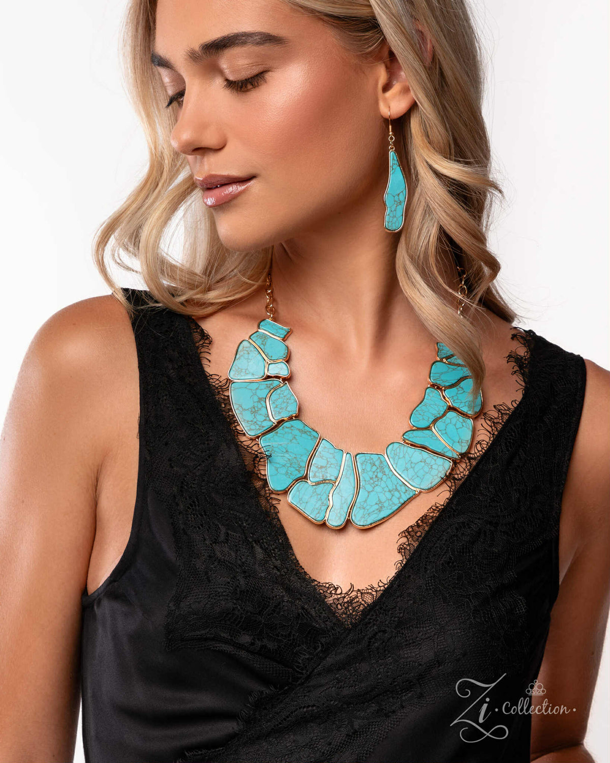 Boundless 2025 Zi Collection Necklace - Paparazzi Accessories stylized on model wearing black - CarasShop.com - Paparazzi Jewelry by Cara Jewels
