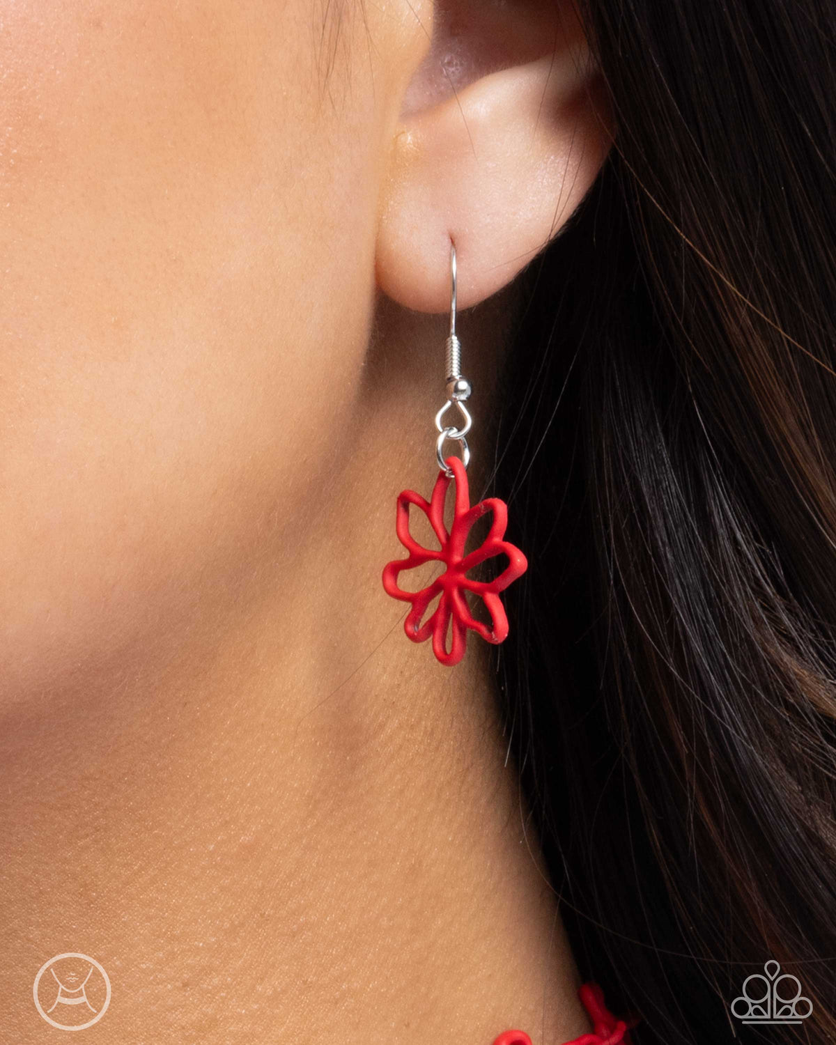 Bouquet Blend Red Floral Choker Necklace - Paparazzi Accessories - free matching earrings -CarasShop.com - Paparazzi Jewelry by Cara Jewels