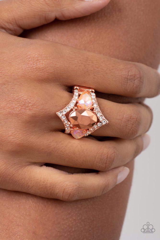 Bow Down to Dazzle Copper Ring - Paparazzi Accessories