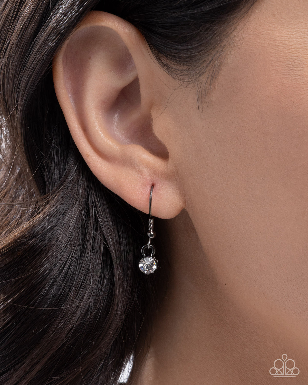 Breathlessly Bold Gunmetal Black & White Rhinestone Necklace - free matching earrings - CarasShop.com - Paparazzi Jewelry by Cara Jewels