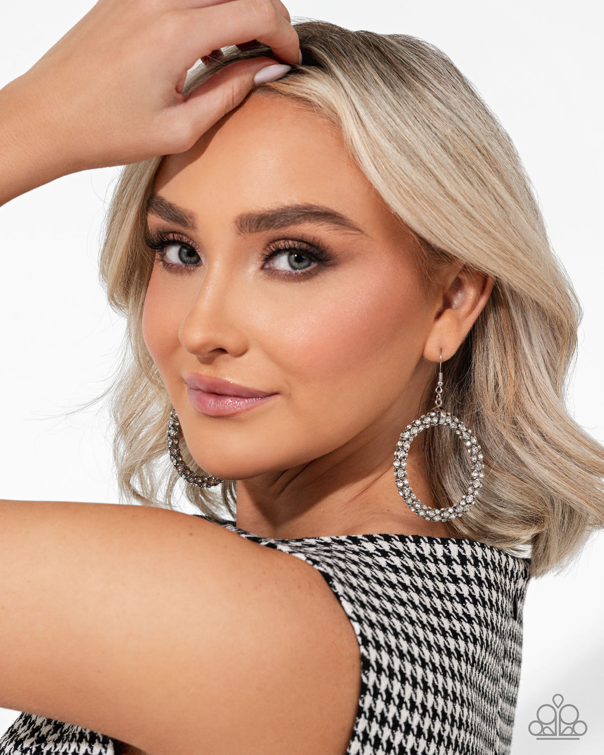 Breathtaking Beacon White Rhinestone Earrings - Paparazzi Accessories