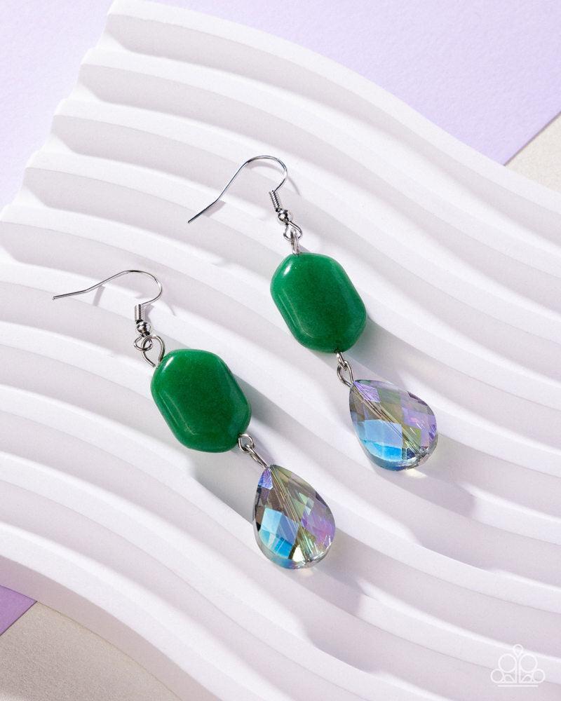 Brilliant Beauty Queen Green Earrings - Paparazzi Accessories