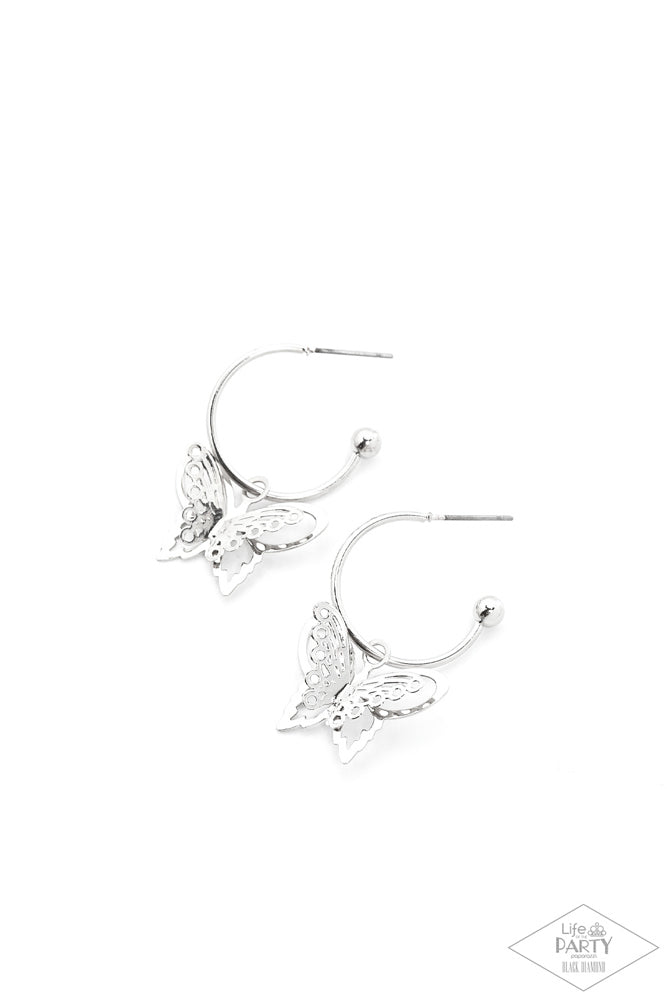 Butterfly Freestyle Silver Earrings - Paparazzi Accessories