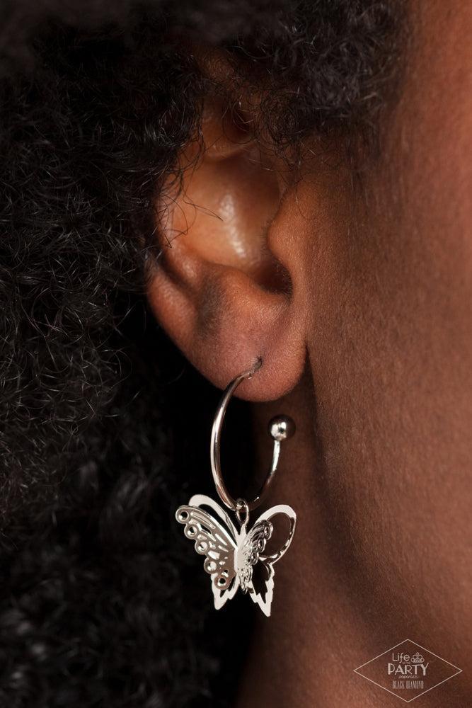 Butterfly Freestyle Silver Earrings - Paparazzi Accessories