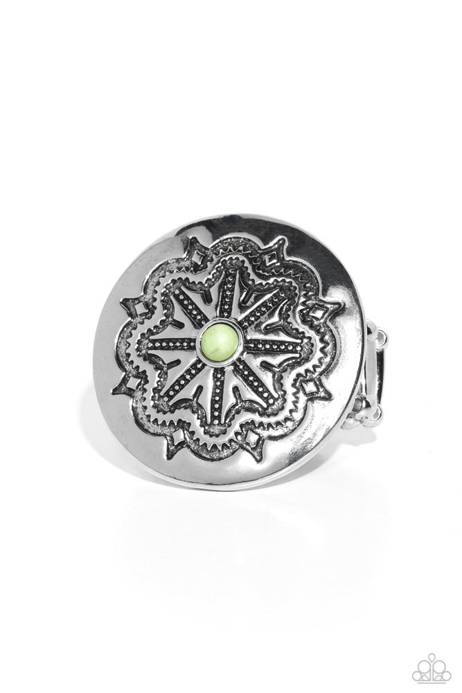 Carved Coachella Green Ring - Paparazzi Accessories